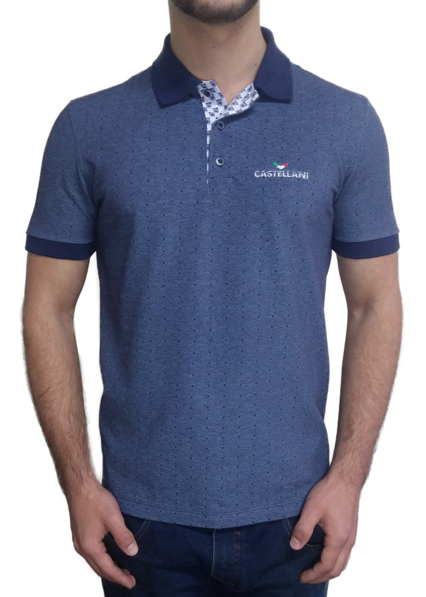 Camisa Pólo Casual Castellani - Azul Claro Mesclado