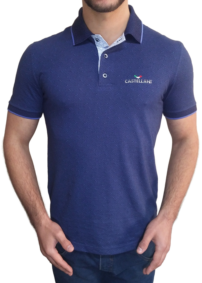Camisa Pólo Casual Castellani - Azul Escuro Mesclado