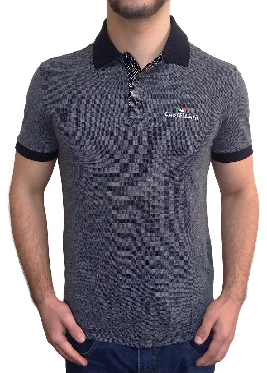 Camisa Pólo Casual Castellani - Cinza Escuro Mesclado