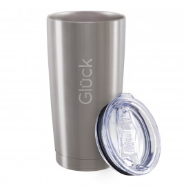 Copo Térmico de Cerveja com Tampa - Modelo Lucky - Silver Steel (Alumínio) 591ml - Marca Glück
