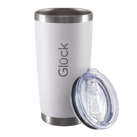 Copo Térmico de Cerveja com Tampa - Modelo Lucky - Off White (Branco) 591ml - Marca Glück