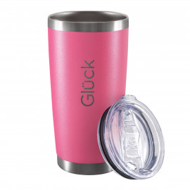 Copo Térmico de Cerveja com Tampa - Modelo Lucky - Goiaba Pink (Rosa Fosco) 591ml - Marca Glück