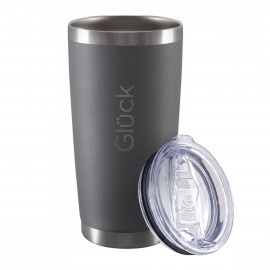 Copo Térmico de Cerveja com Tampa - Modelo Lucky - Titanium (Cinza Titânio) 591ml - Marca Glück