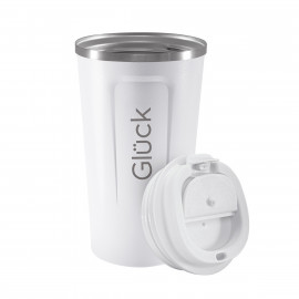Copo Térmico com Tampa - Modelo Spark - Off White (Branco) 500ml - Marca Glück